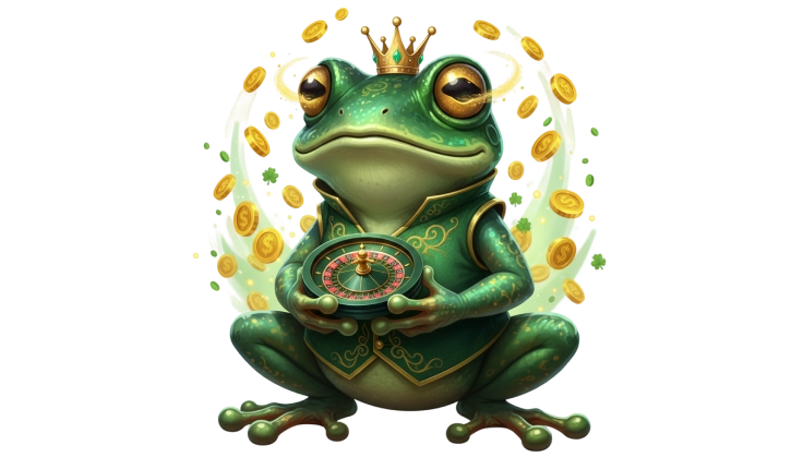 Jeetcity Glücksfrosch mit Goldmünzen als Zeichen von Wohlstand