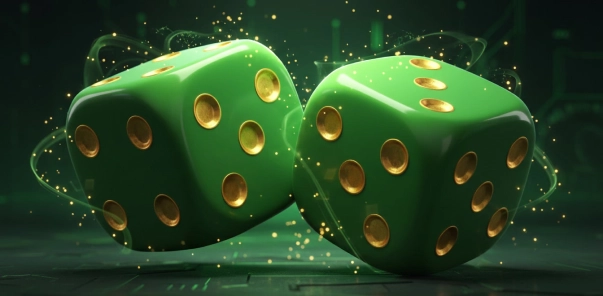 Jeetcity Spielsymbol mit grünen Würfeln in leuchtender Atmosphäre